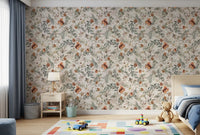Cozy Woodland Squirrels & Pinecones Wallpaper Wallpaper⁠