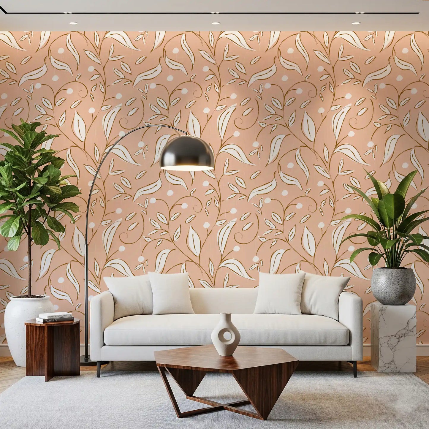 Blush Botanical Vine Wallpaper Scandinavian Floral Wallpaper⁠