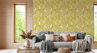 Butter Yellow Botanical Vine Wallpaper Scandinavian Wallpaper⁠