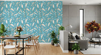 Sky Blue Botanical Vine Wallpaper Scandinavian Wallpaper⁠
