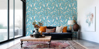 Sky Blue Botanical Vine Wallpaper Scandinavian Wallpaper⁠