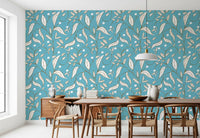 Sky Blue Botanical Vine Wallpaper Scandinavian Wallpaper⁠
