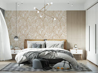 Beige Botanical Vine Wallpaper Scandinavian Neutral Wallpaper⁠