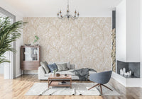 Beige Botanical Vine Wallpaper Scandinavian Neutral Wallpaper⁠