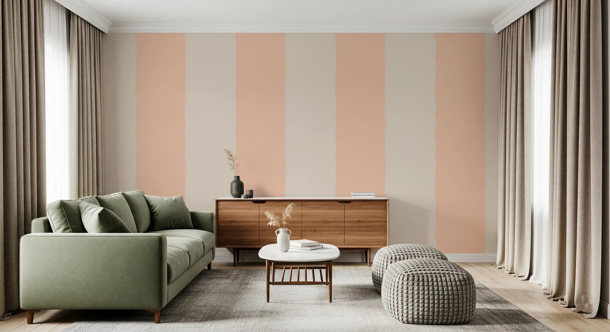 Blush Pink Stripe Wallpaper Grandmillennial Wallpaper⁠