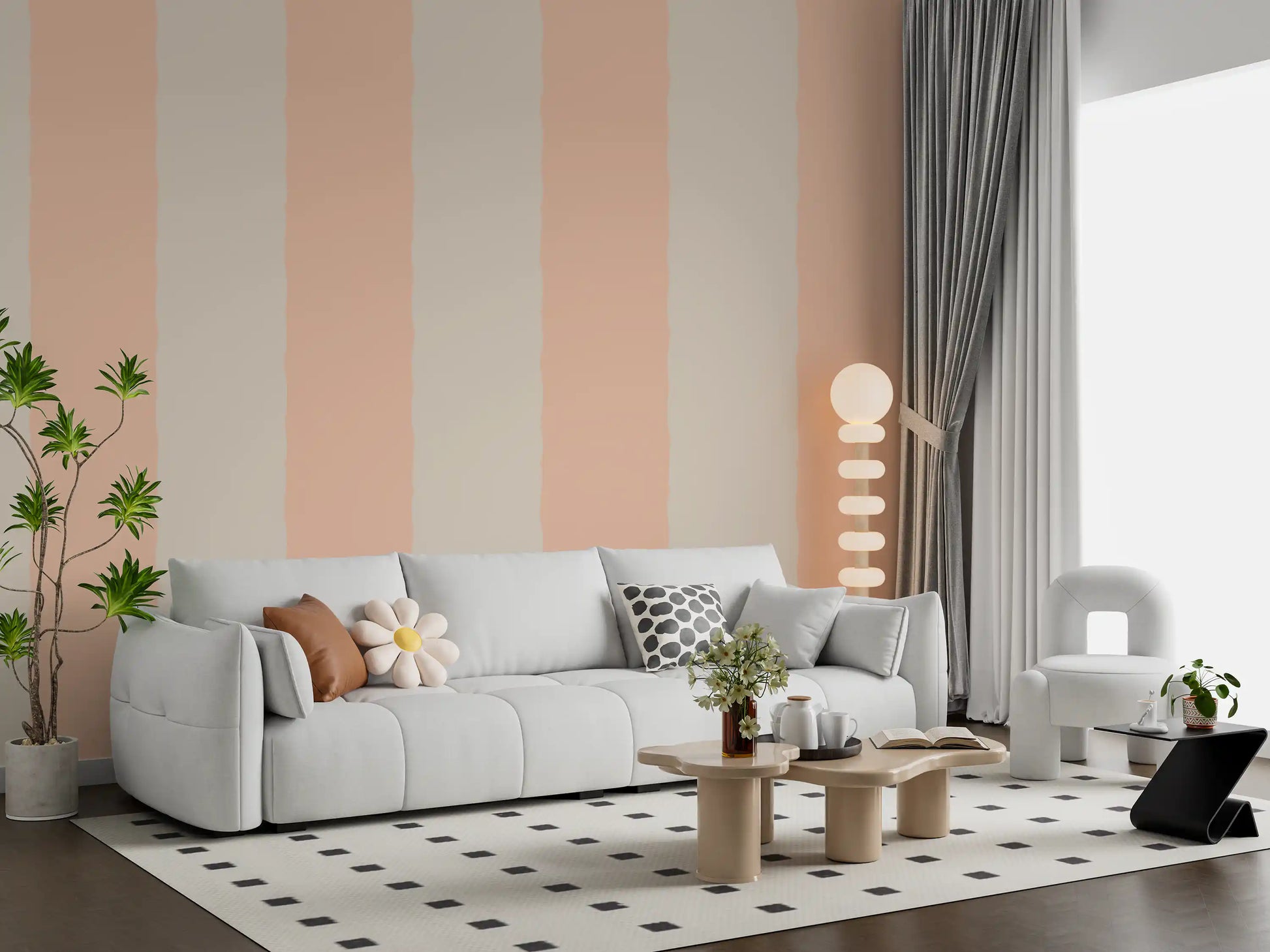 Blush Pink Stripe Wallpaper Grandmillennial Wallpaper⁠