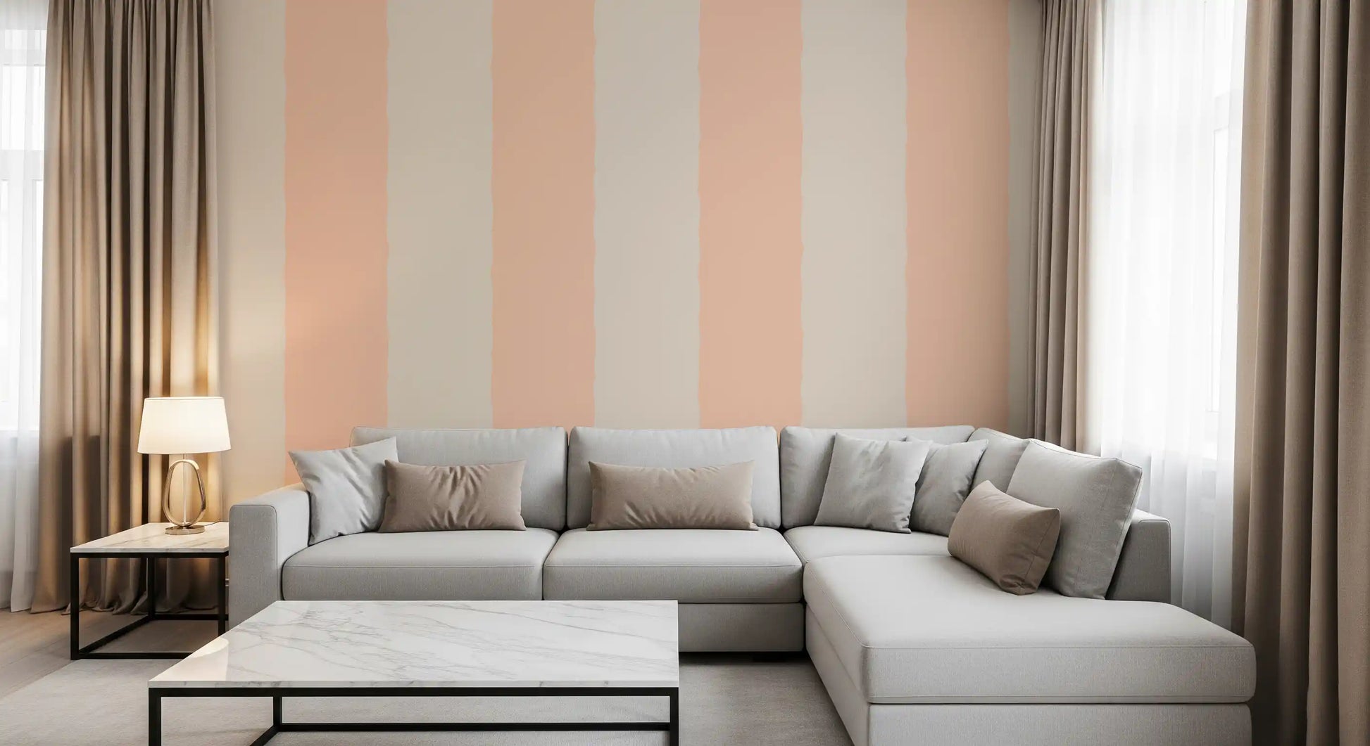 Blush Pink Stripe Wallpaper Grandmillennial Wallpaper⁠