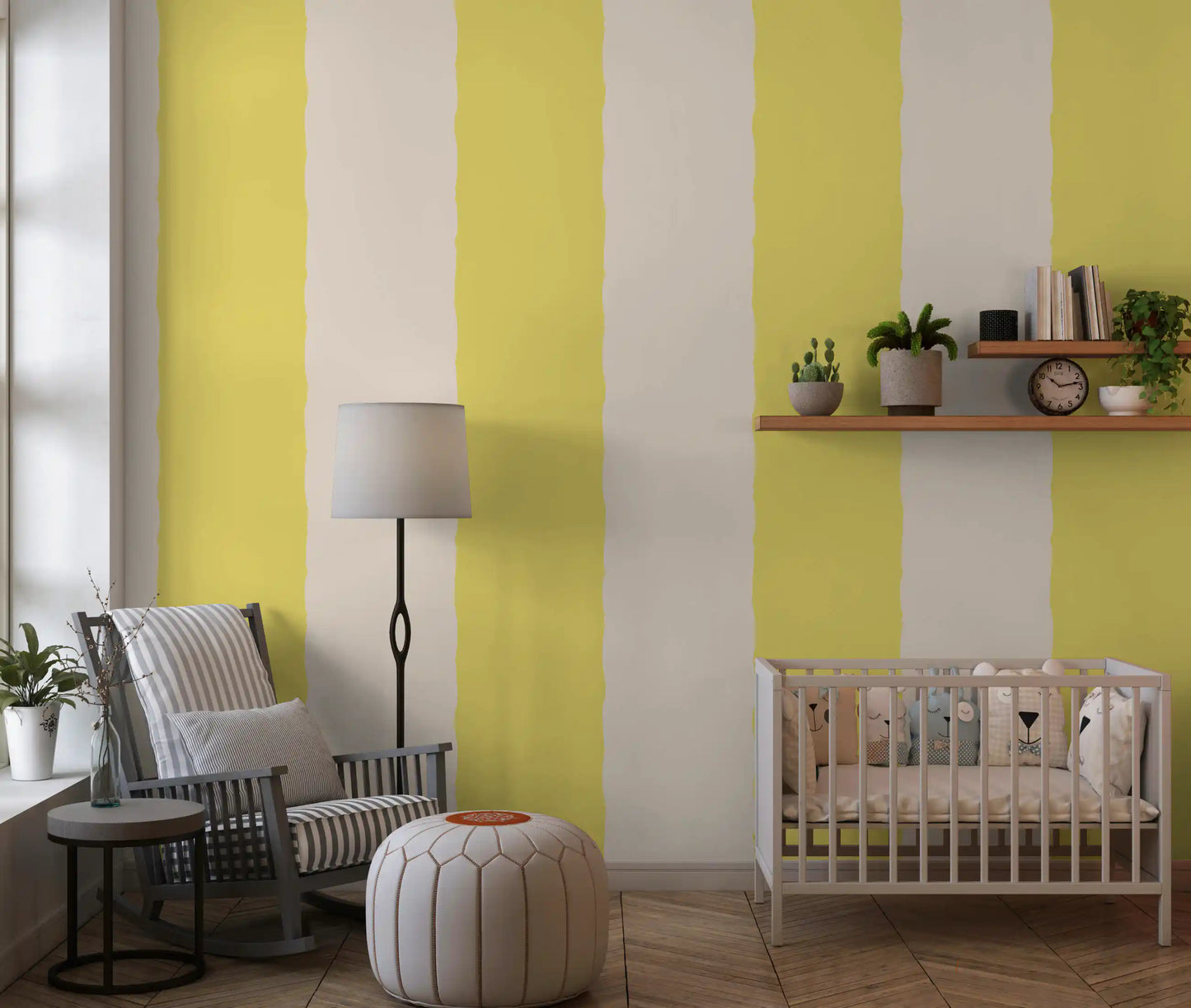 Butter Yellow Stripe Wallpaper Grandmillennial Wallpaper⁠
