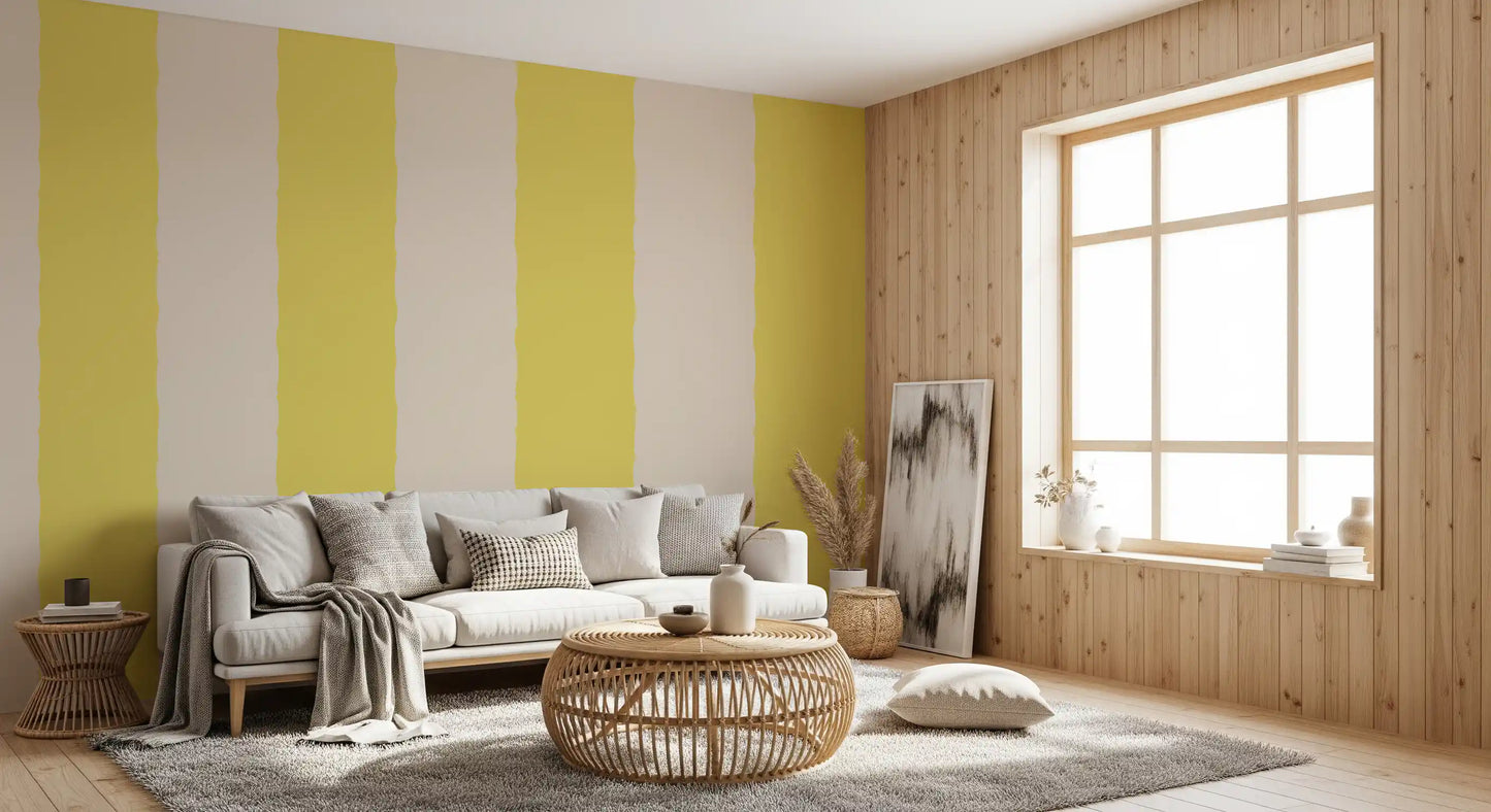 Butter Yellow Stripe Wallpaper Grandmillennial Wallpaper⁠