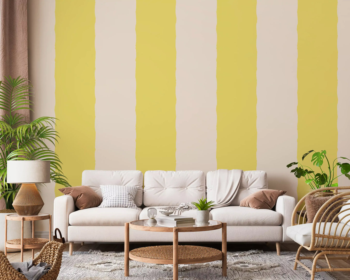 Butter Yellow Stripe Wallpaper Grandmillennial Wallpaper⁠