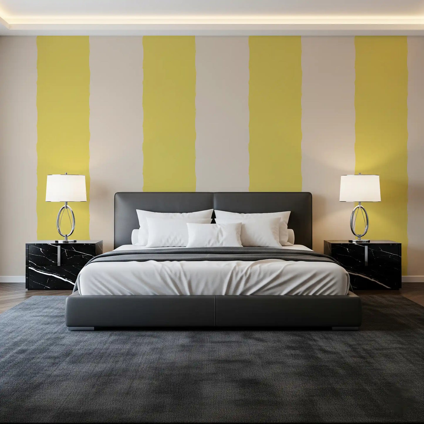 Butter Yellow Stripe Wallpaper Grandmillennial Wallpaper⁠