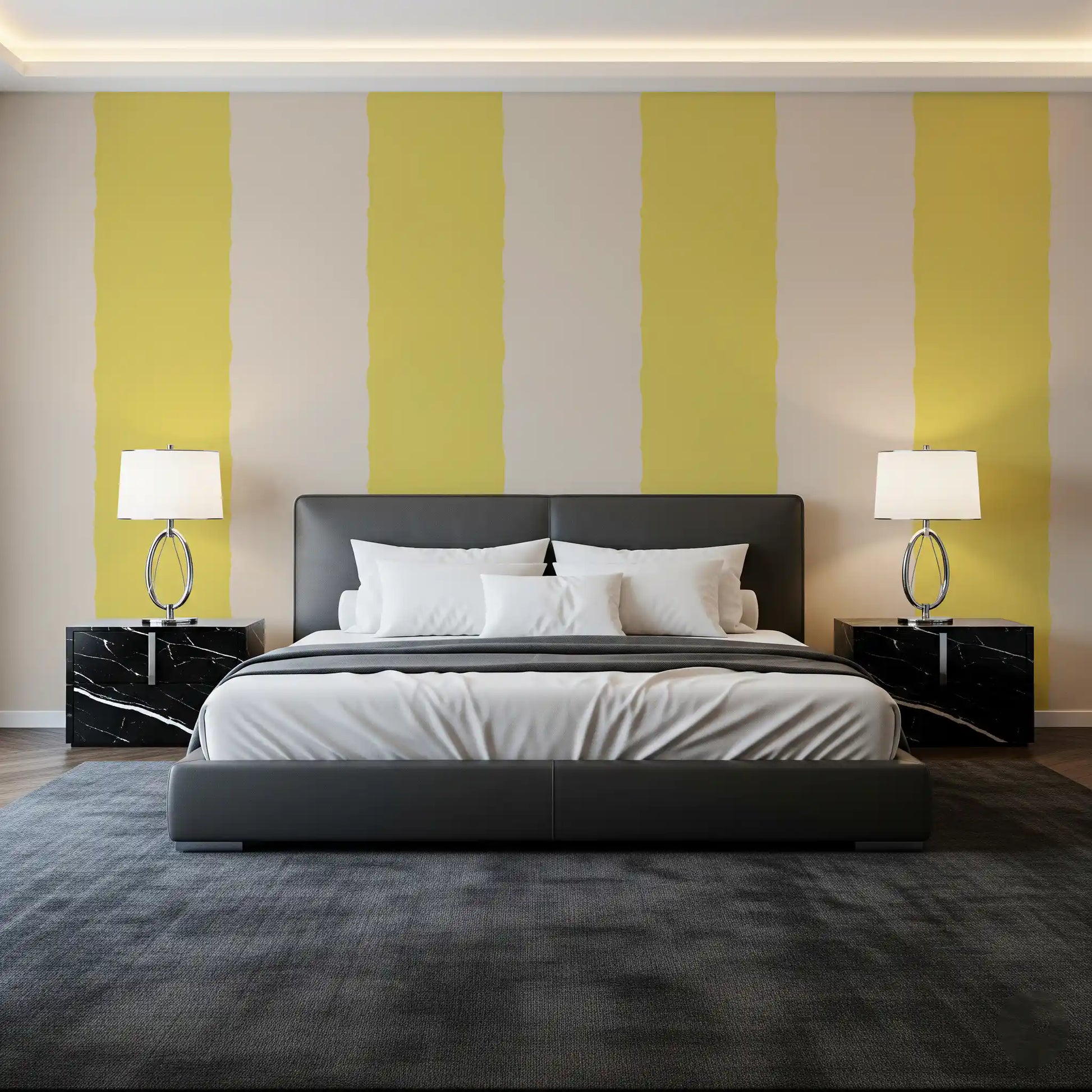 Butter Yellow Stripe Wallpaper Grandmillennial Wallpaper⁠