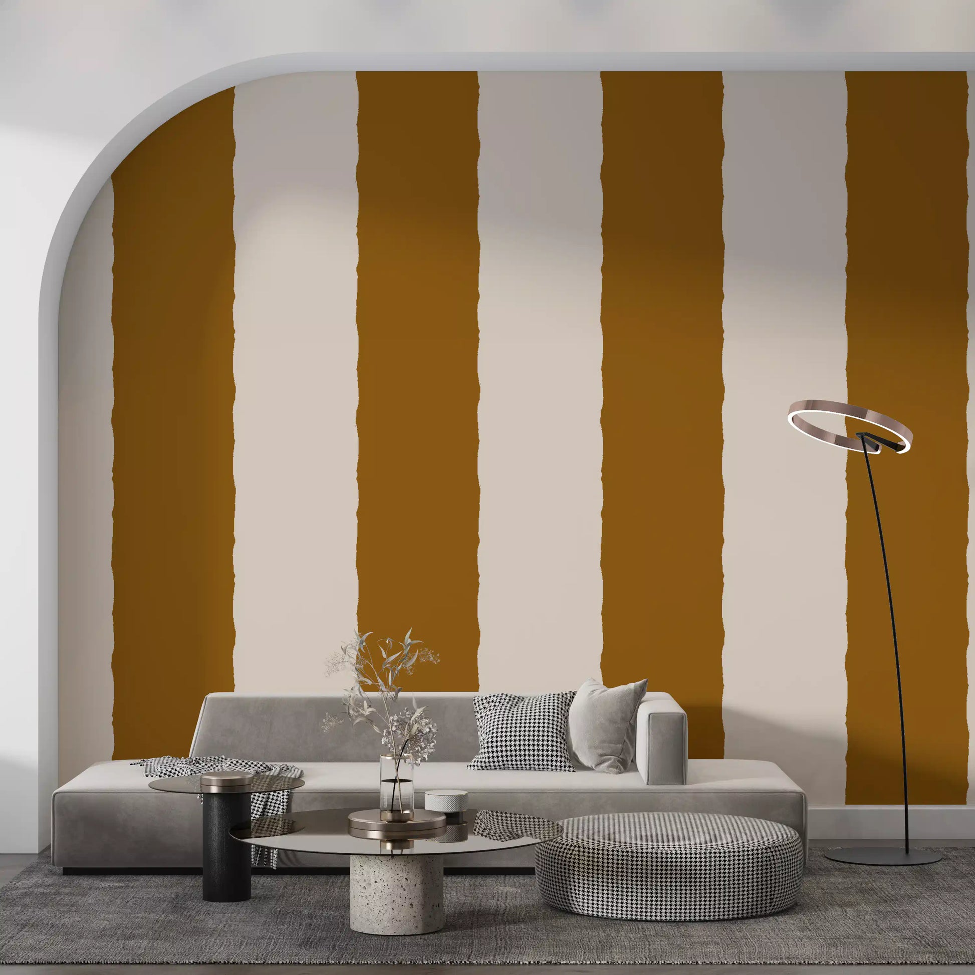 Cinnamon Brown Stripe Wallpaper Grandmillennial Wallpaper⁠