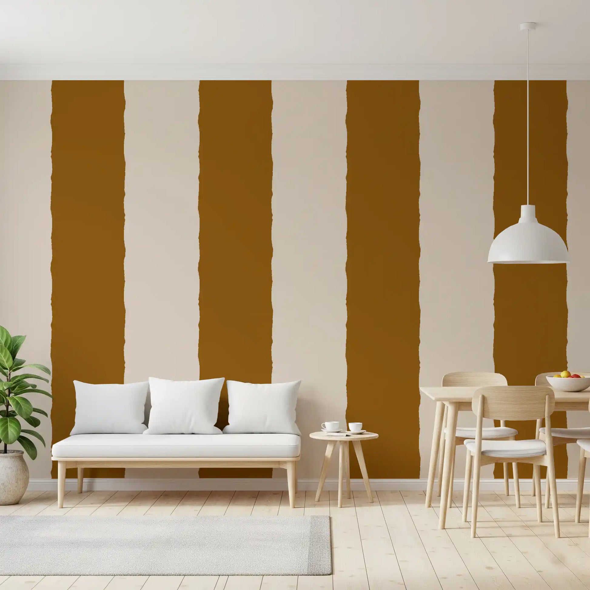 Cinnamon Brown Stripe Wallpaper Grandmillennial Wallpaper⁠