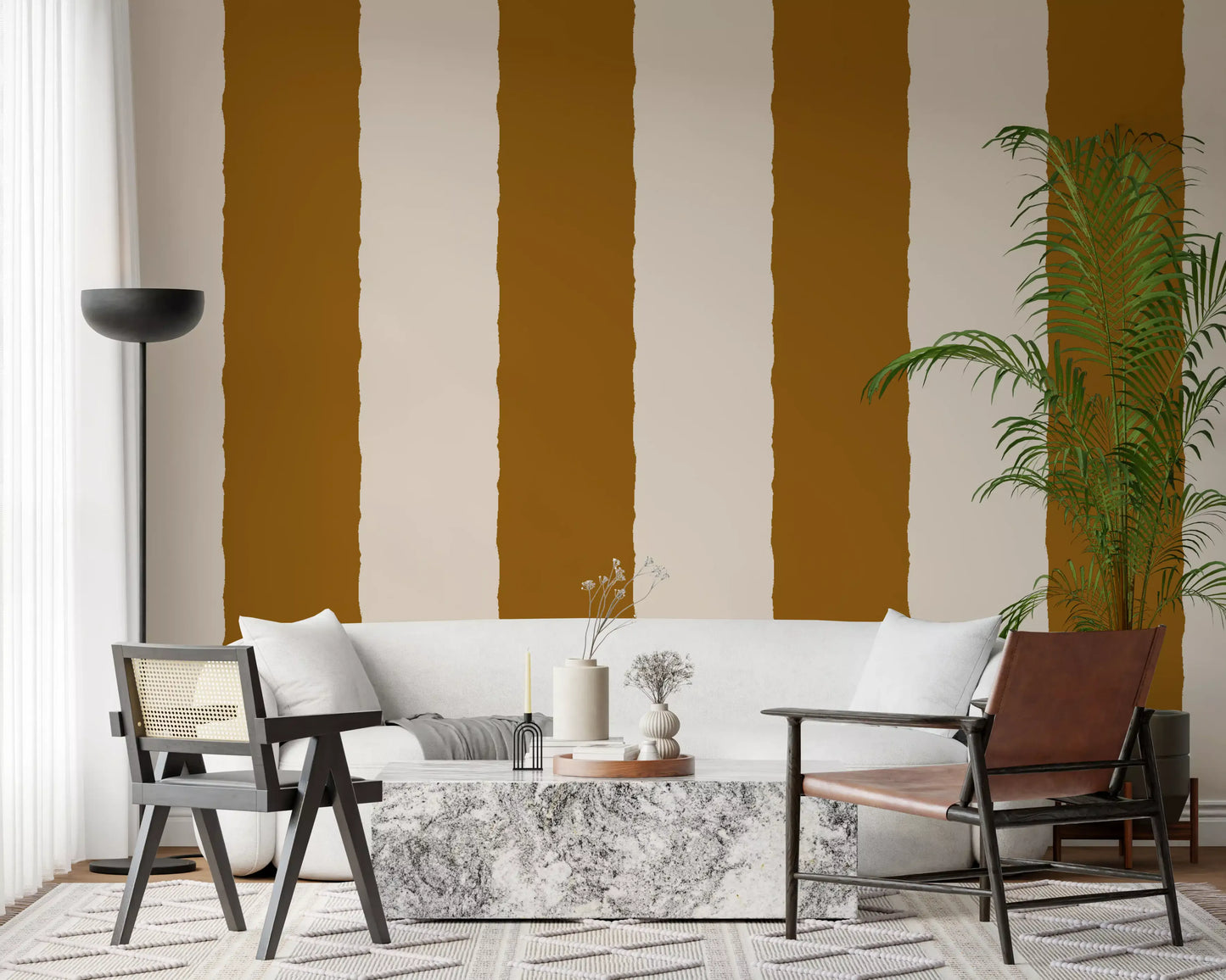 Cinnamon Brown Stripe Wallpaper Grandmillennial Wallpaper⁠
