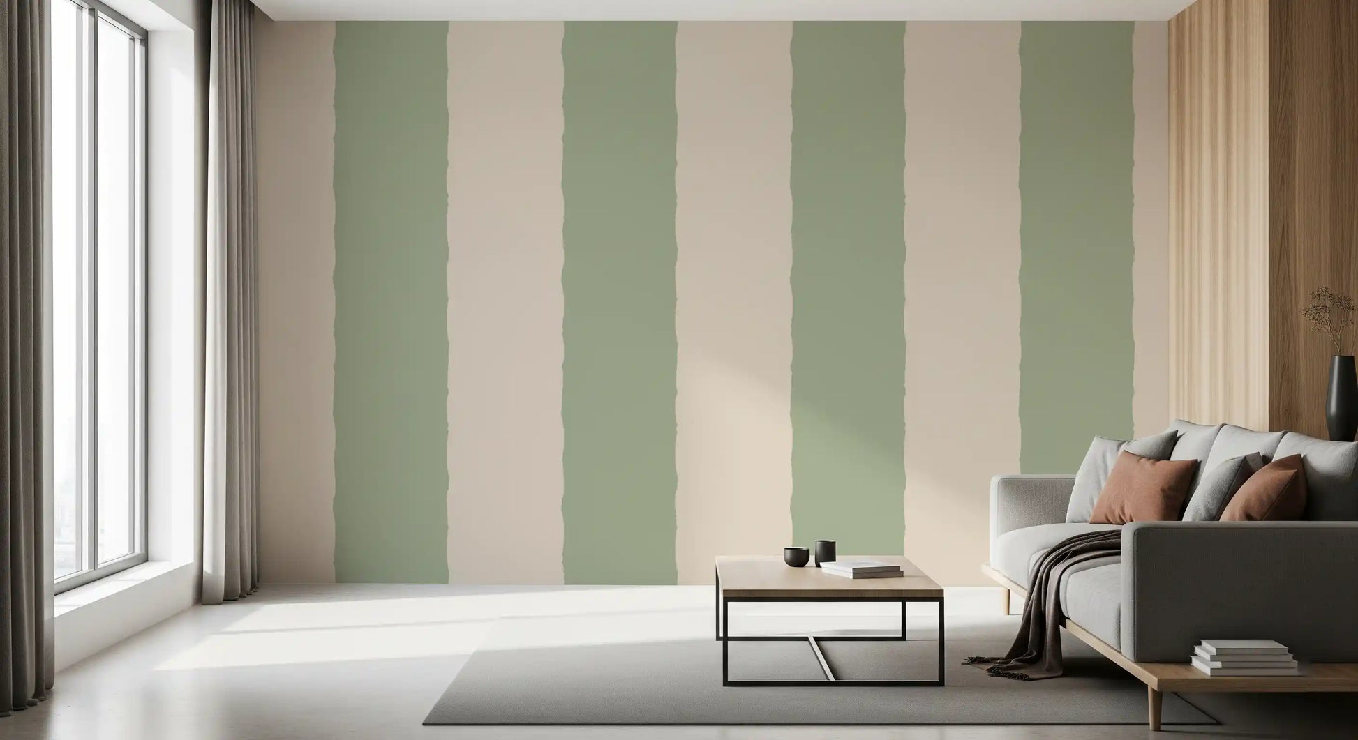 Sage Green Stripe Wallpaper Grandmillennial Wallpaper⁠
