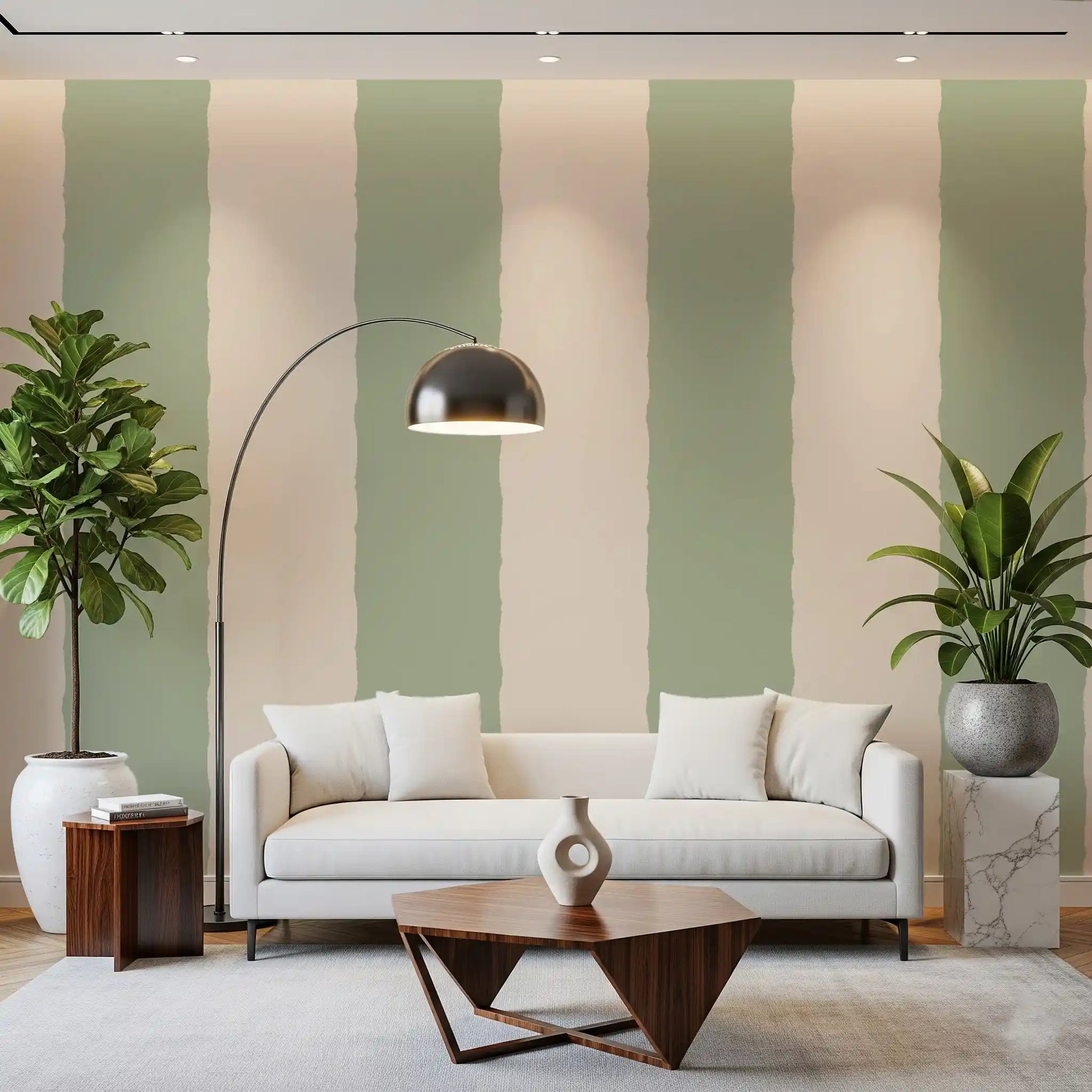 Sage Green Stripe Wallpaper Grandmillennial Wallpaper⁠