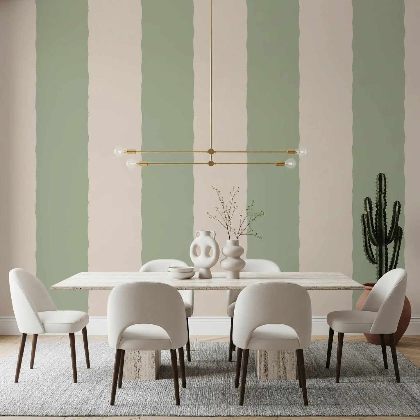 Sage Green Stripe Wallpaper Grandmillennial Wallpaper⁠