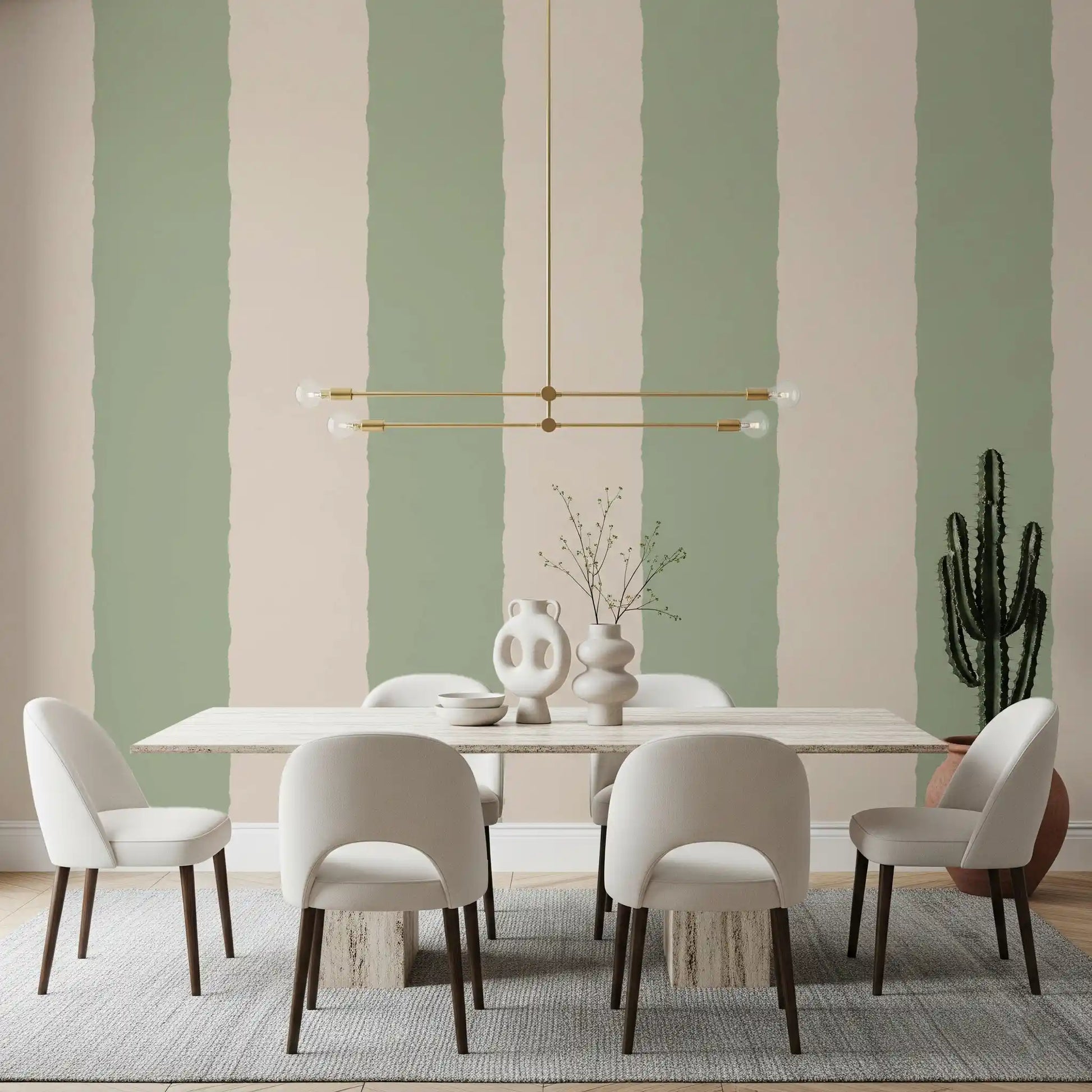 Sage Green Stripe Wallpaper Grandmillennial Wallpaper⁠