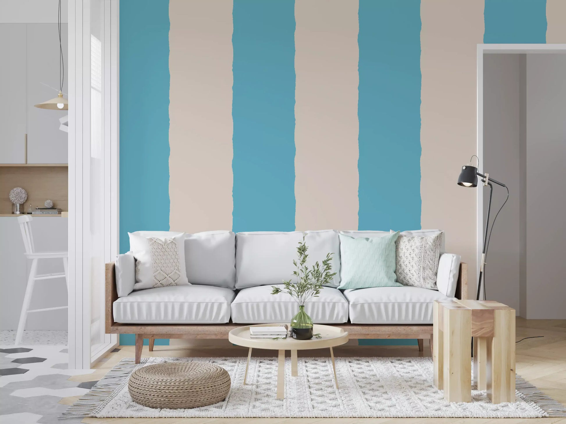 Blush Pink Stripe Wallpaper Grandmillennial Wallpaper⁠