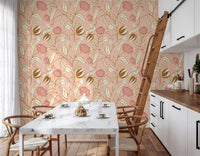 Blush Pink Chintz Floral Wallpaper Vintage Botanical Wallpaper⁠