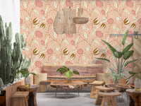 Blush Pink Chintz Floral Wallpaper Vintage Botanical Wallpaper⁠