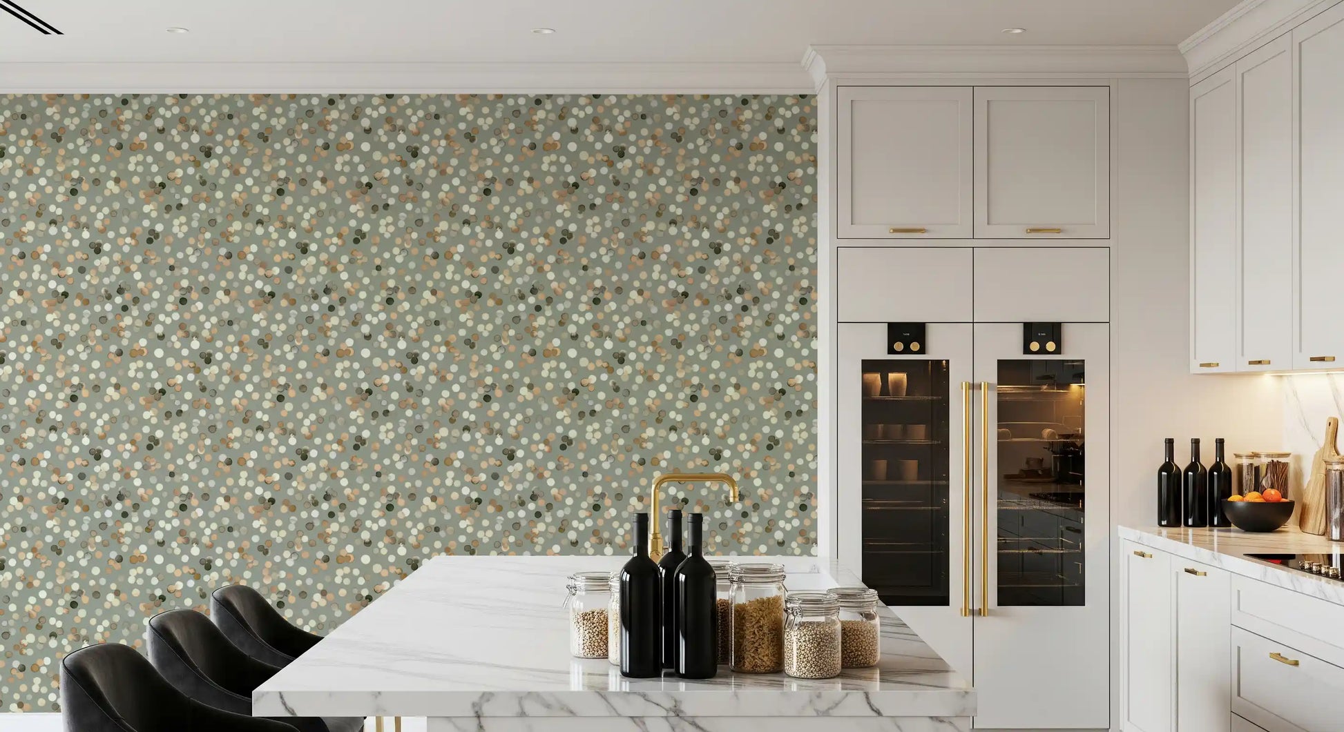 Sage and Sand Watercolor Polka Dots Wallpaper Wallpaper⁠