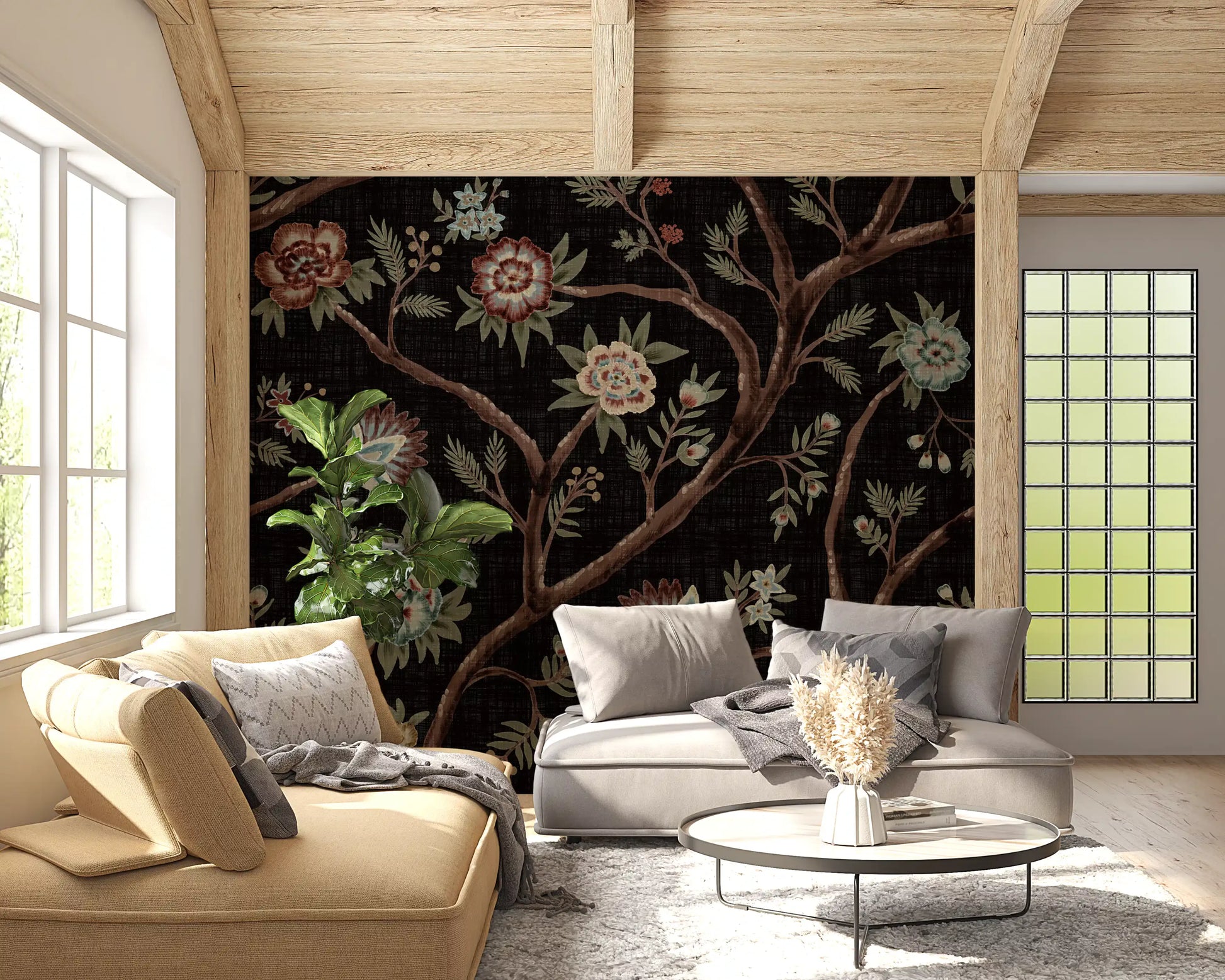 Never Ending Tree Chintz Revival Dark Wall Mural