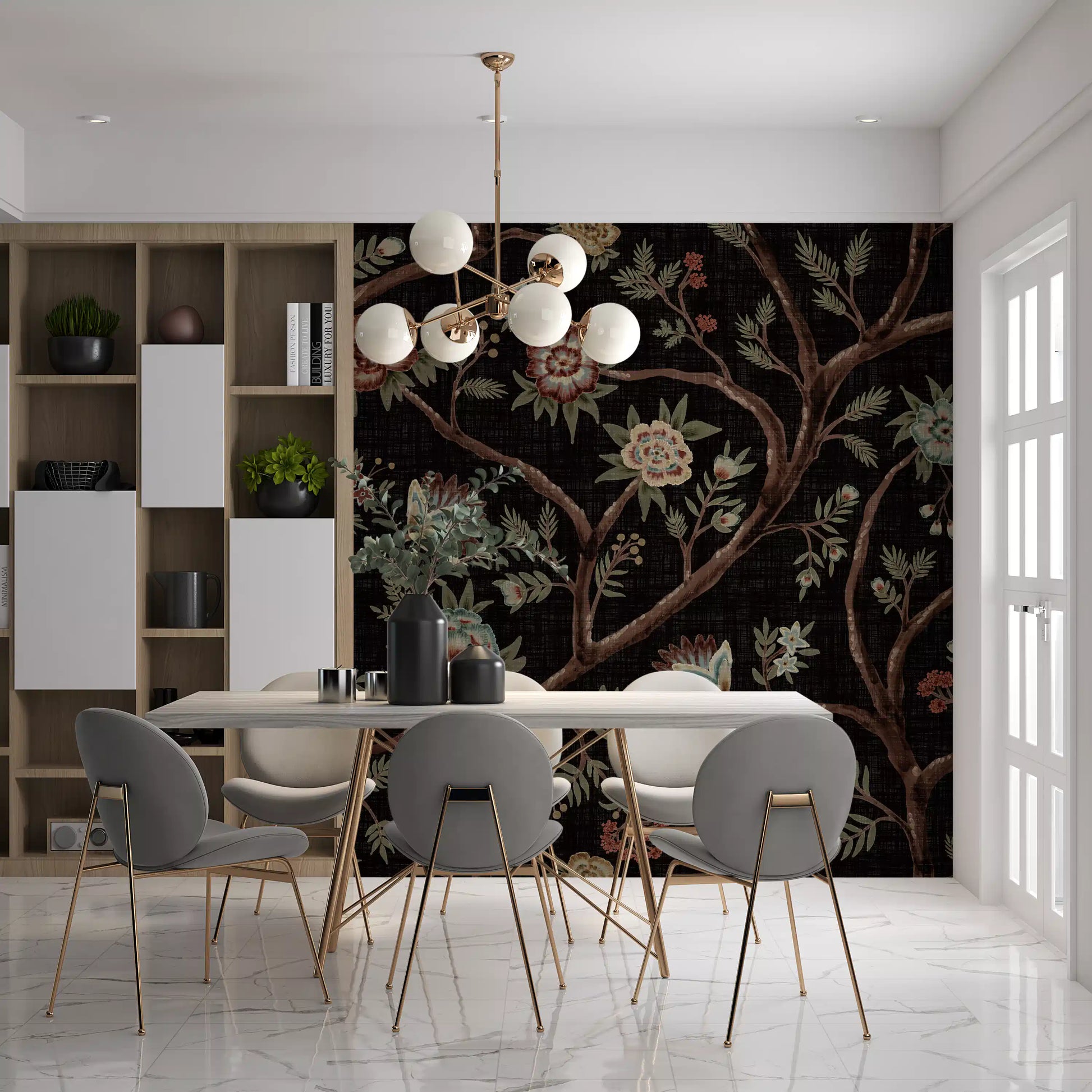 Never Ending Tree Chintz Revival Dark Wall Mural
