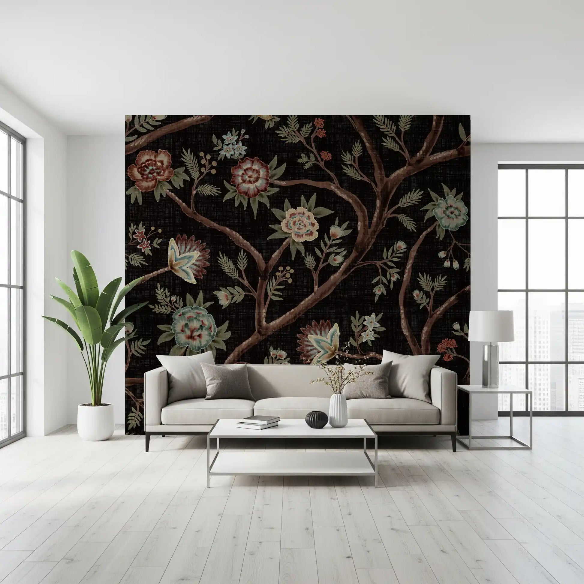 Never Ending Tree Chintz Revival Dark Wall Mural