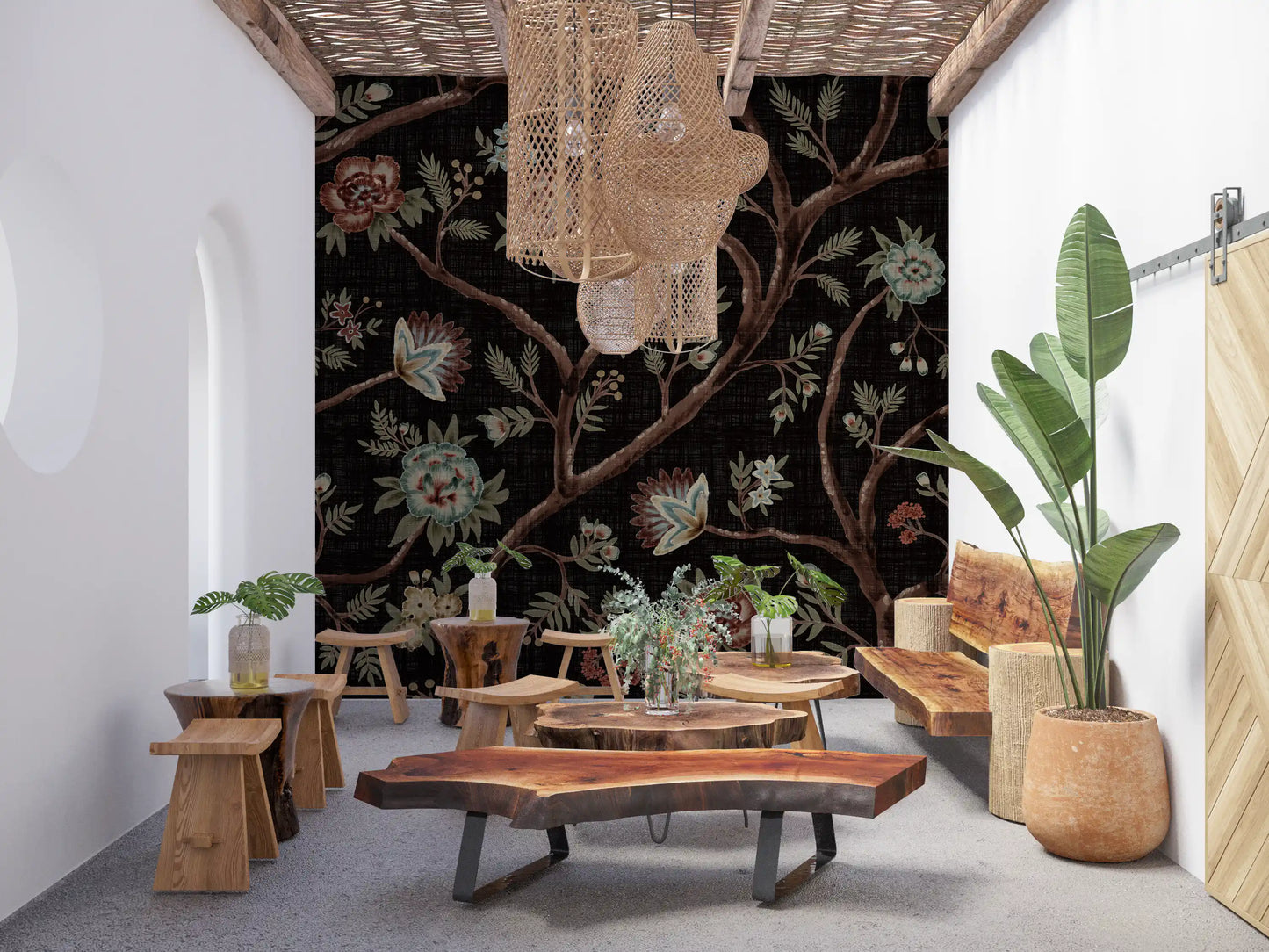 Never Ending Tree Chintz Revival Dark Wall Mural