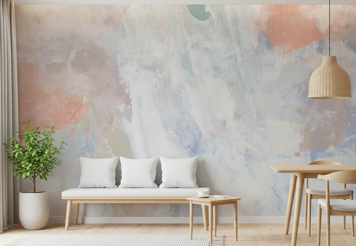 Soft Serenade Pastel Brushstrokes Wallpaper Wall Mural
