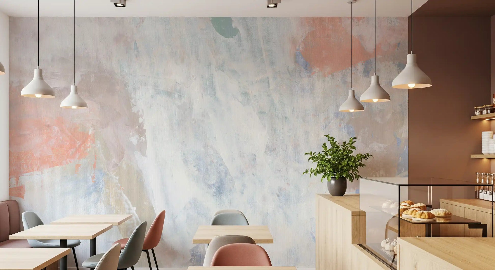 Soft Serenade Pastel Brushstrokes Wallpaper Wall Mural