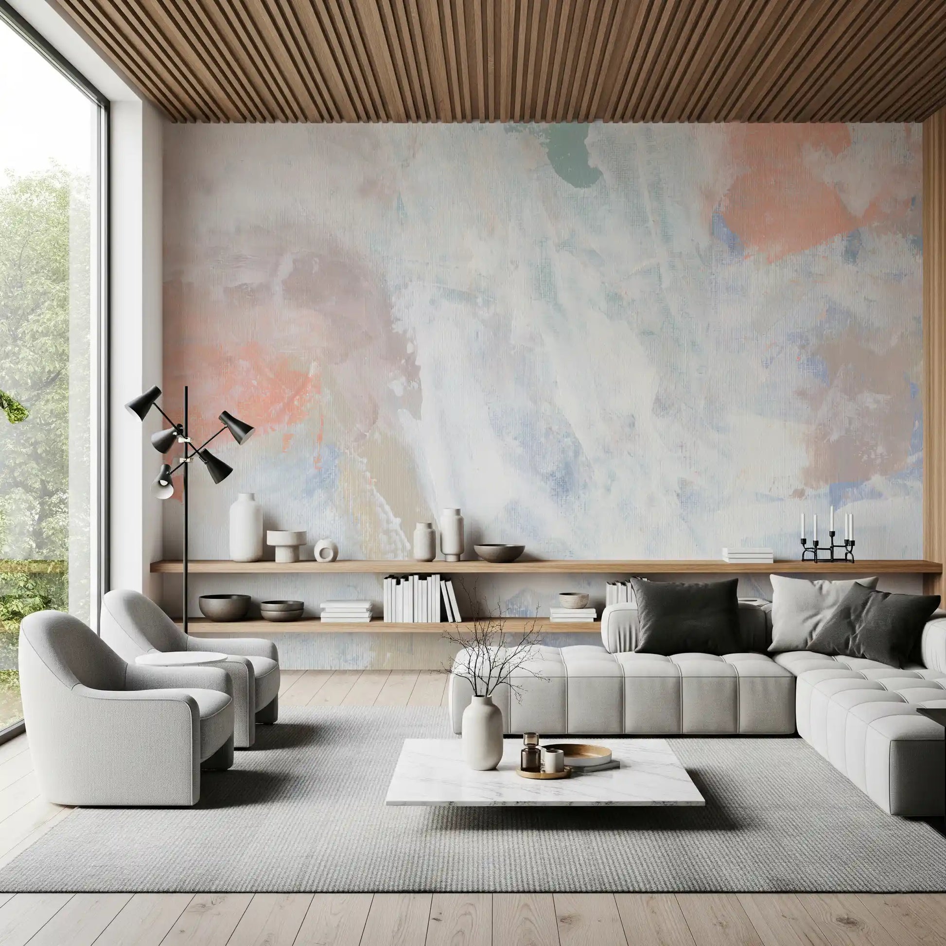 Soft Serenade Pastel Brushstrokes Wallpaper Wall Mural