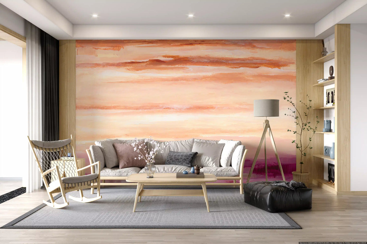 Sunset Horizon Abstract Terracotta Wallpaper Wall Mural