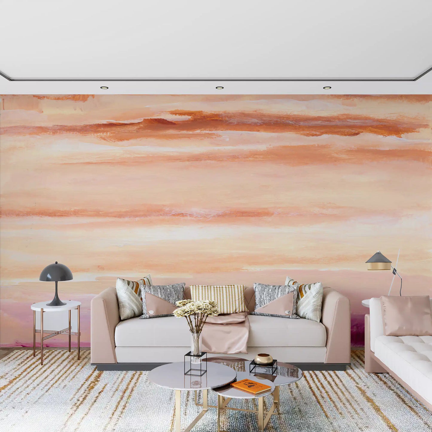 Sunset Horizon Abstract Terracotta Wallpaper Wall Mural