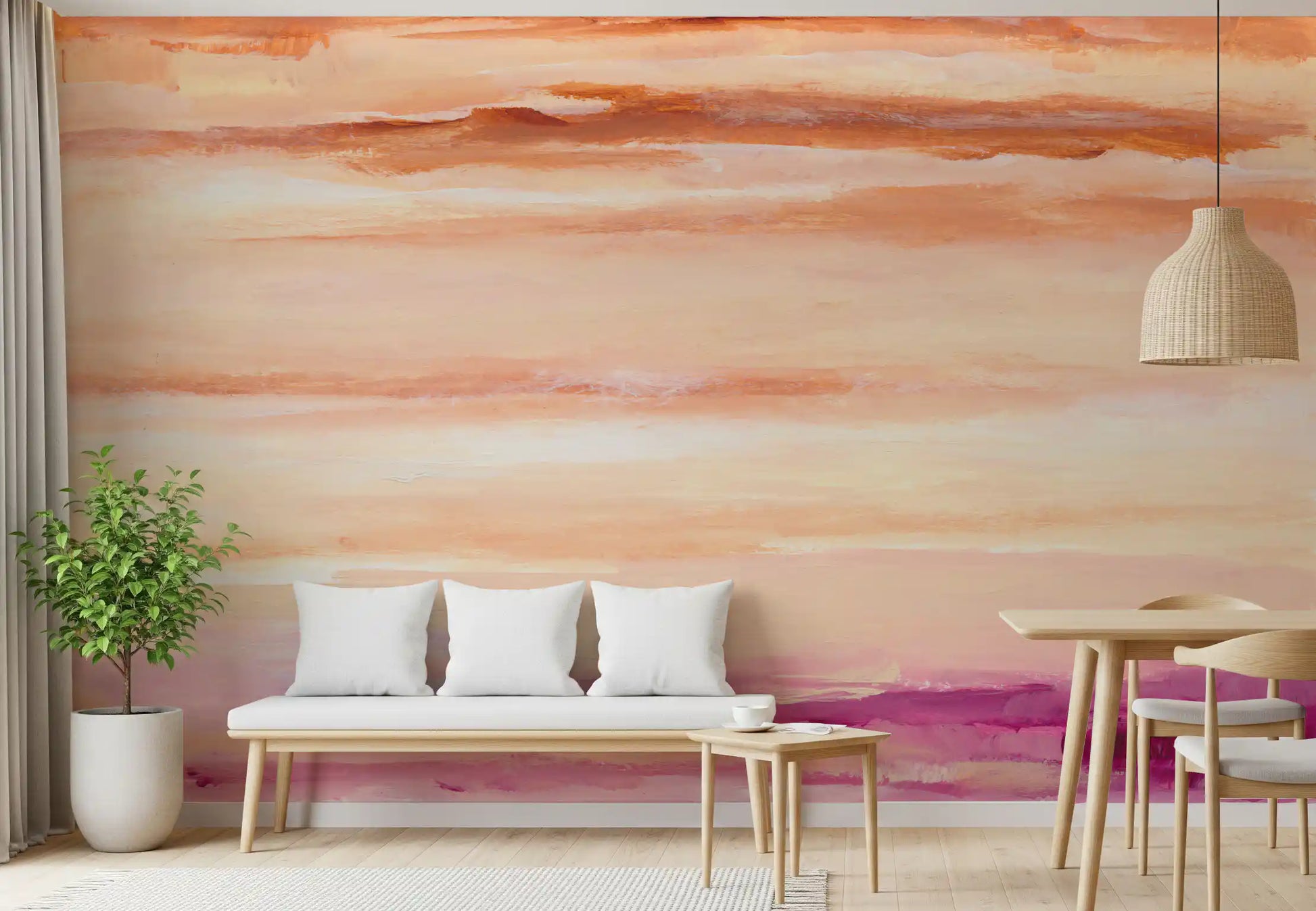 Sunset Horizon Abstract Terracotta Wallpaper Wall Mural