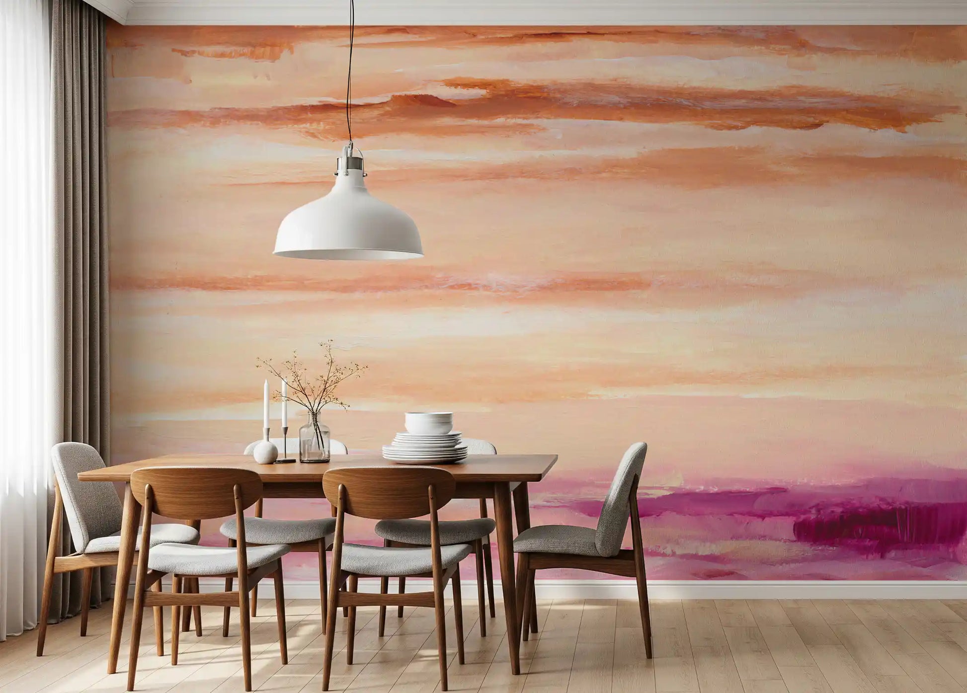 Sunset Horizon Abstract Terracotta Wallpaper Wall Mural