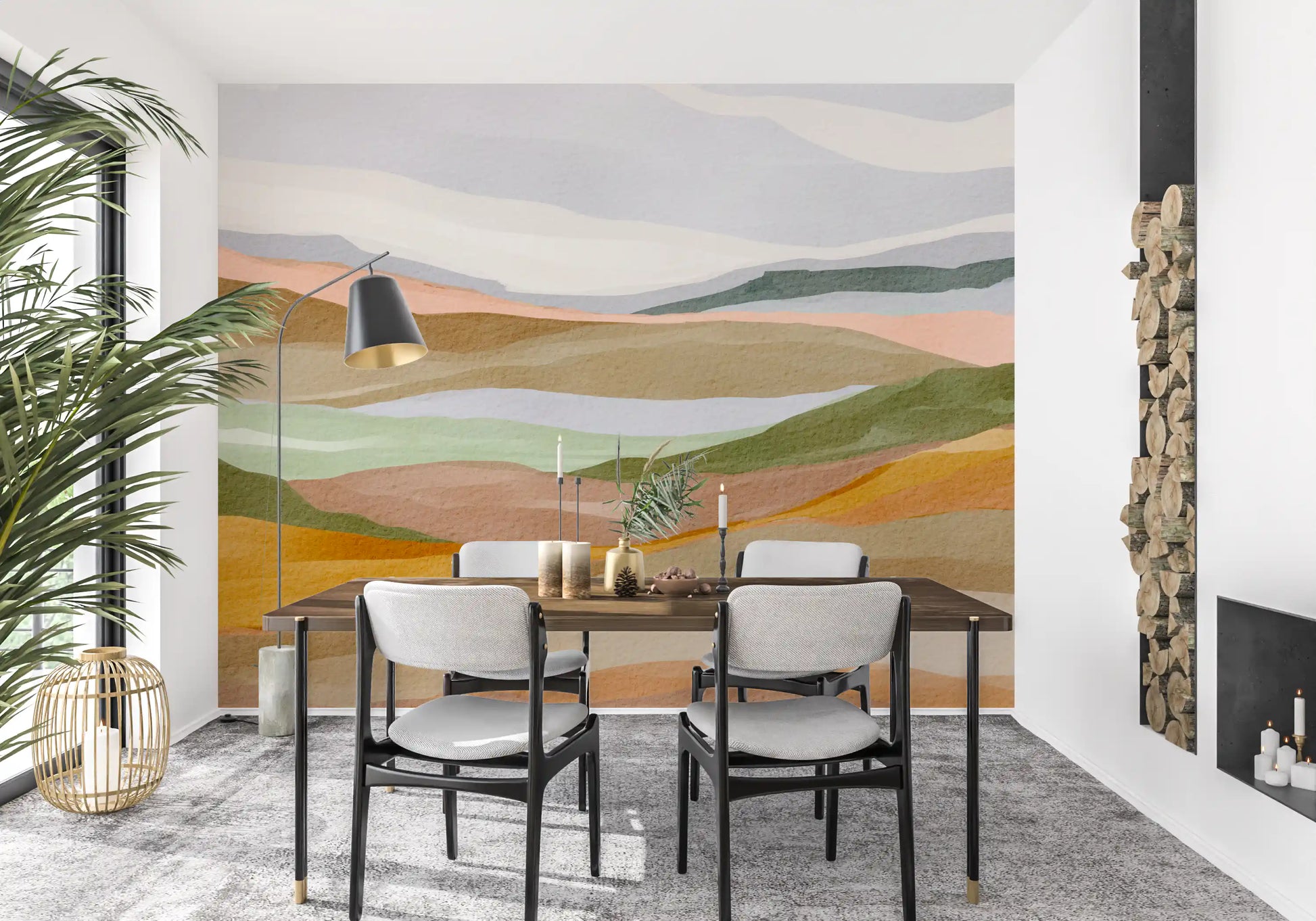 Serene Terracotta and Sage Painted Hills Wallpaper Wall Mural