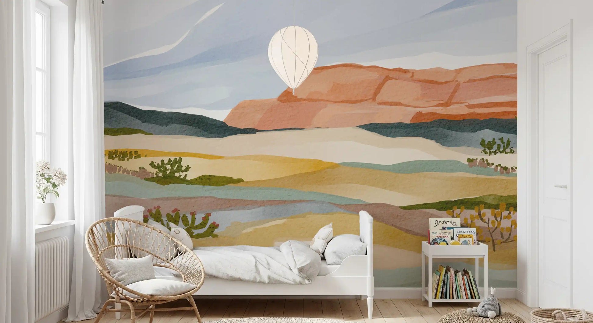 Watercolor Terracotta Desert Landscape Wallpaper Wall Mural