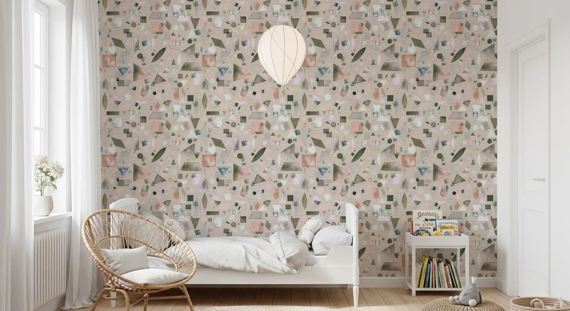 Neutral Beige Gray Watercolor Geometric Wallpaper⁠