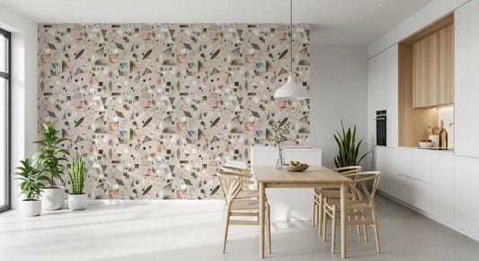 Neutral Beige Gray Watercolor Geometric Wallpaper⁠
