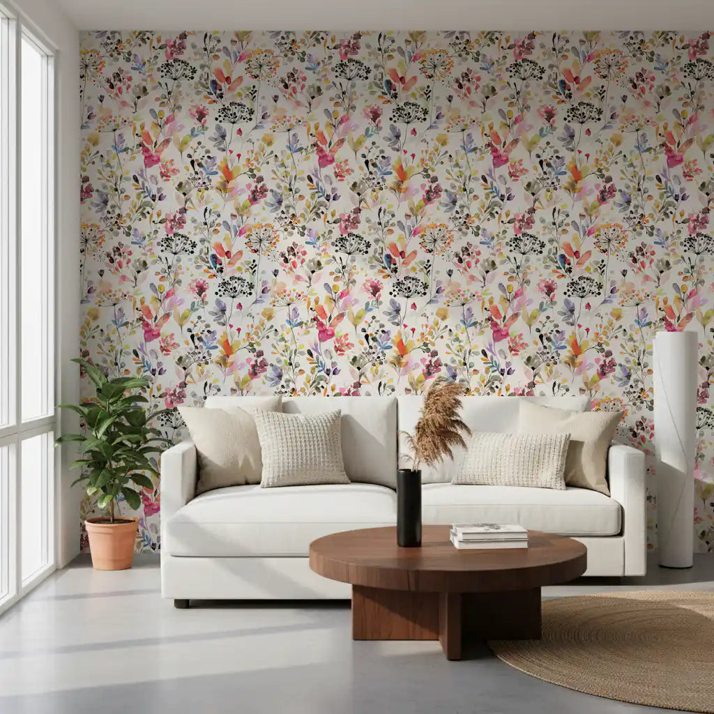 Watercolor Wildflower Meadow Wallpaper Wallpaper⁠
