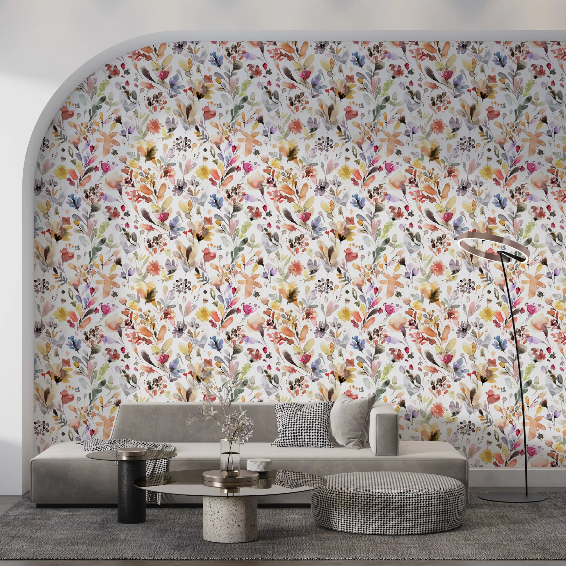 Artistic Watercolor Wildflower Meadow Wallpaper Wallpaper⁠