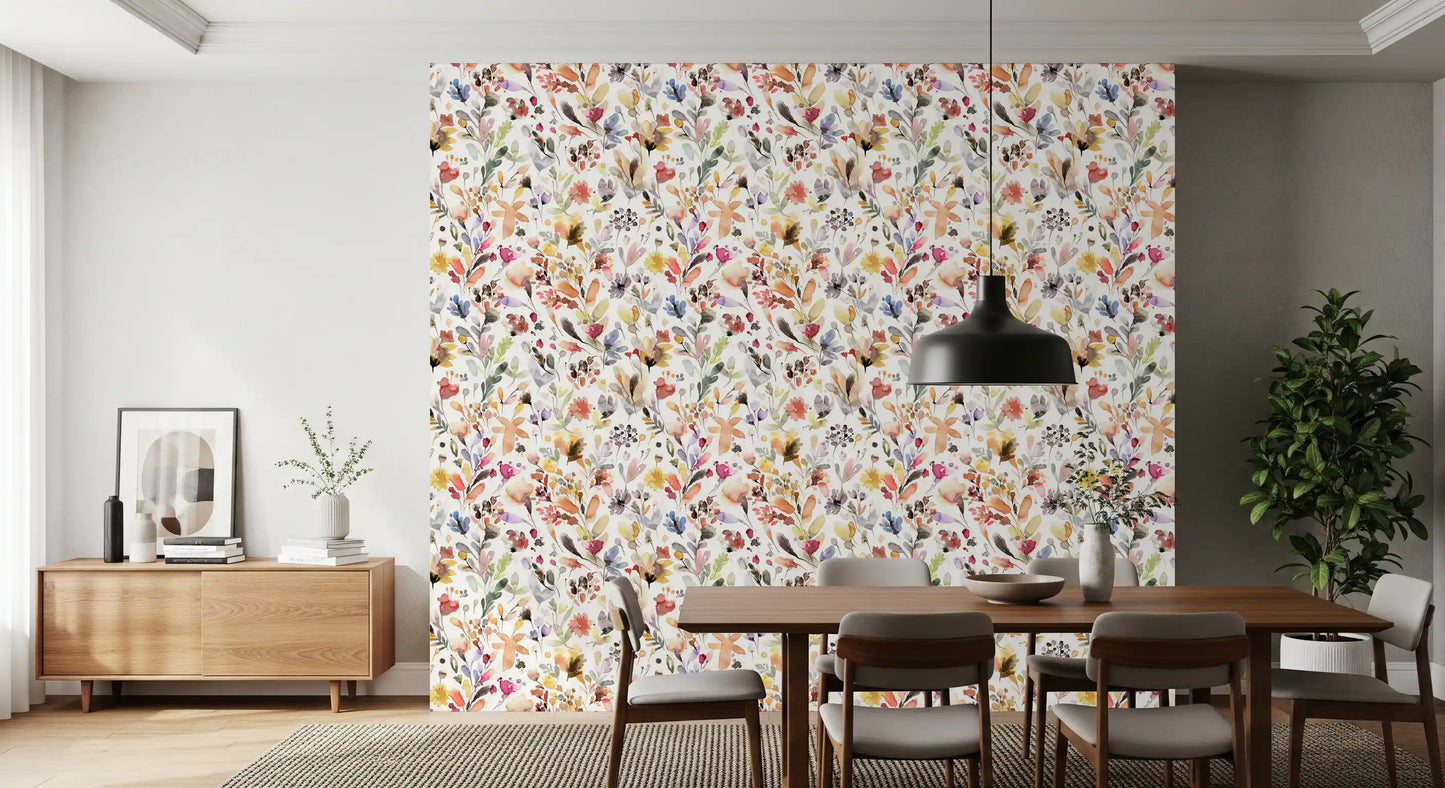 Artistic Watercolor Wildflower Meadow Wallpaper Wallpaper⁠