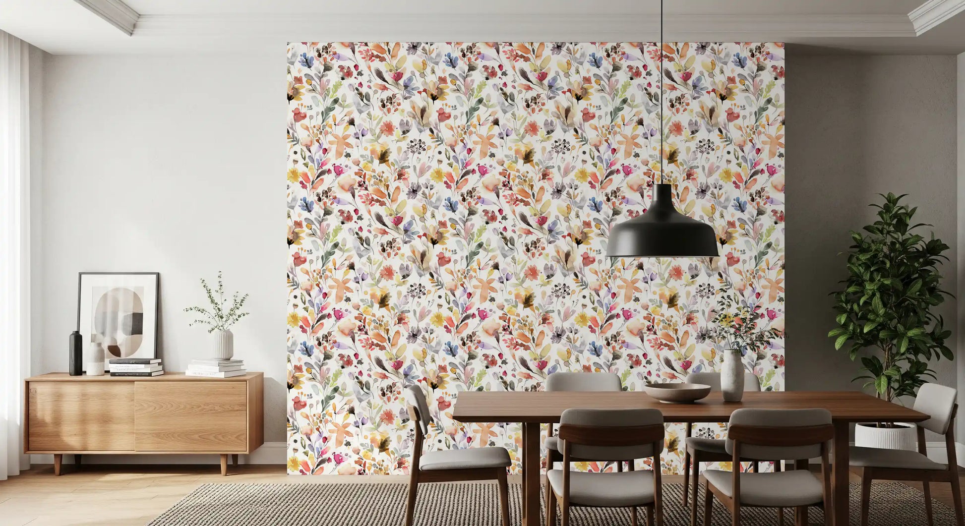 Artistic Watercolor Wildflower Meadow Wallpaper Wallpaper⁠