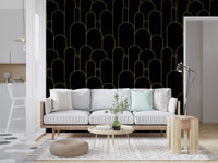 Art Deco Black Gold Arches Wallpaper⁠