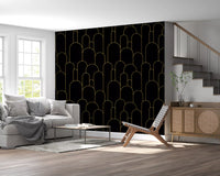 Art Deco Black Gold Arches Wallpaper⁠