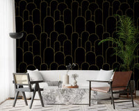 Art Deco Black Gold Arches Wallpaper⁠