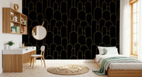 Art Deco Black Gold Arches Wallpaper⁠